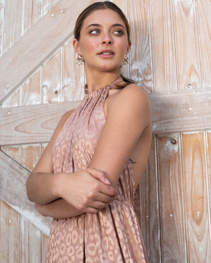 Vestido Largo Juana Leopardo Nude