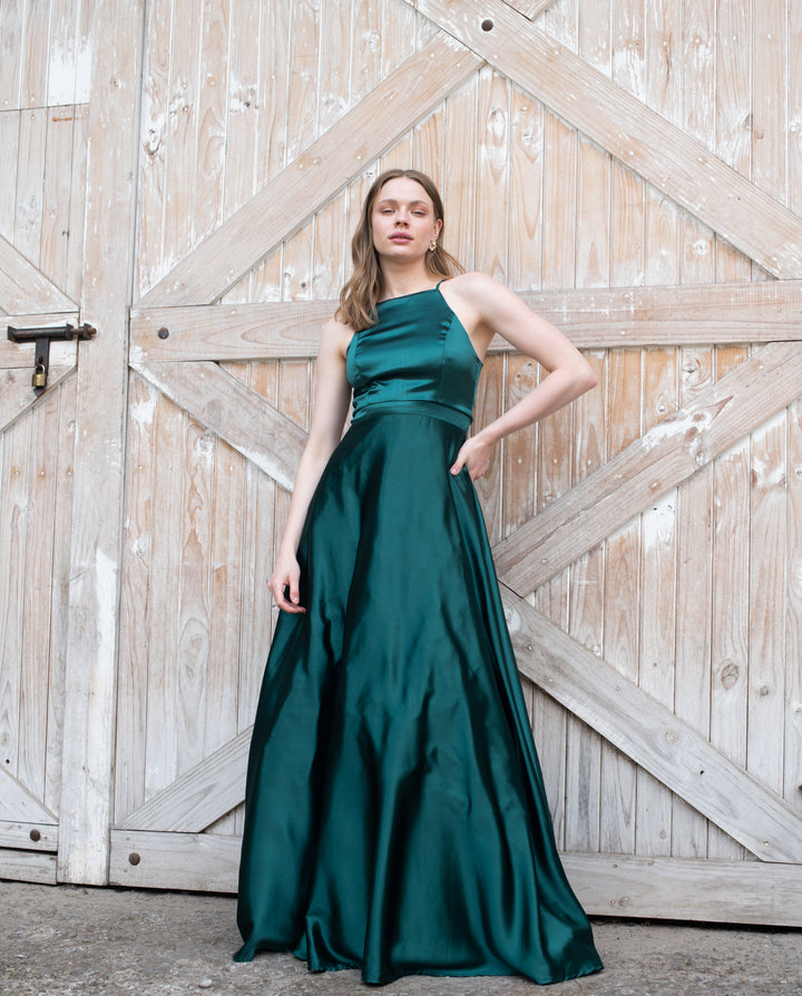 VESTIDO LARGO PASCUALA VERDE OSCURO