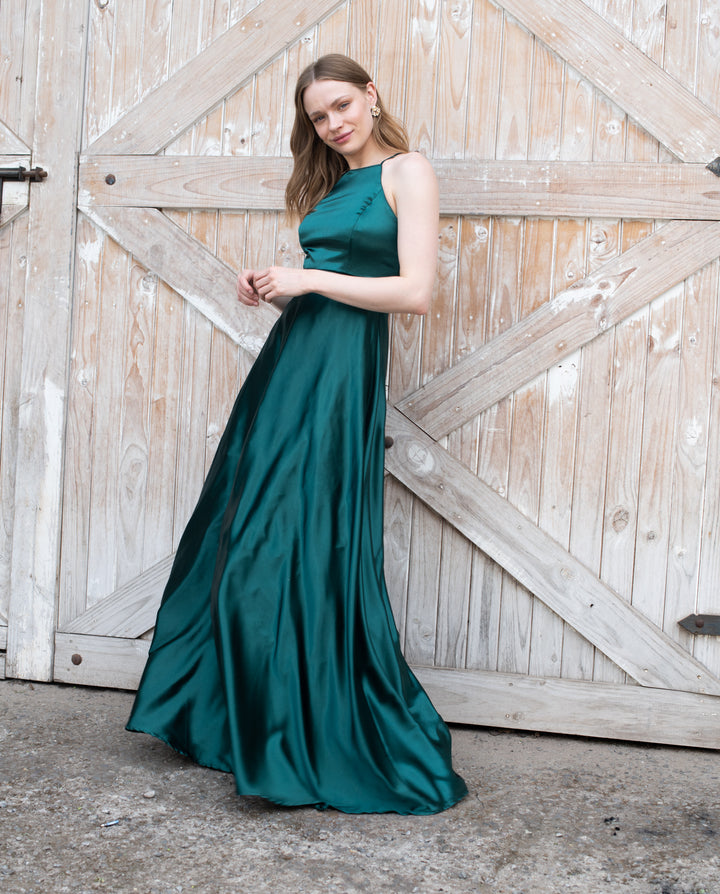 VESTIDO LARGO PASCUALA VERDE OSCURO