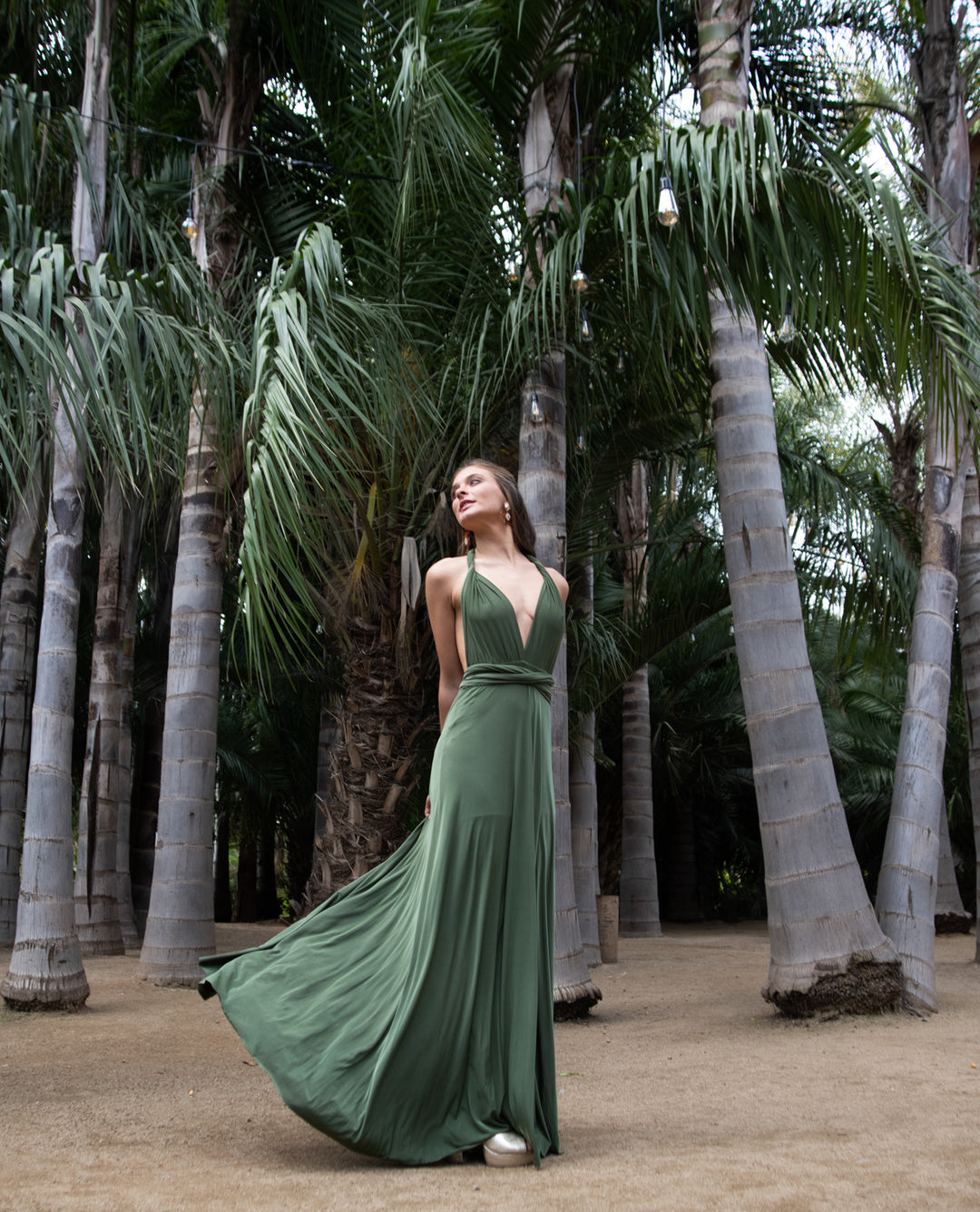 VESTIDO LARGO MULTI LYCRA VERDE OLIVO