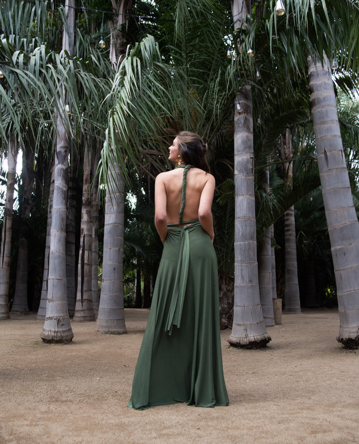 VESTIDO LARGO MULTI LYCRA VERDE OLIVO