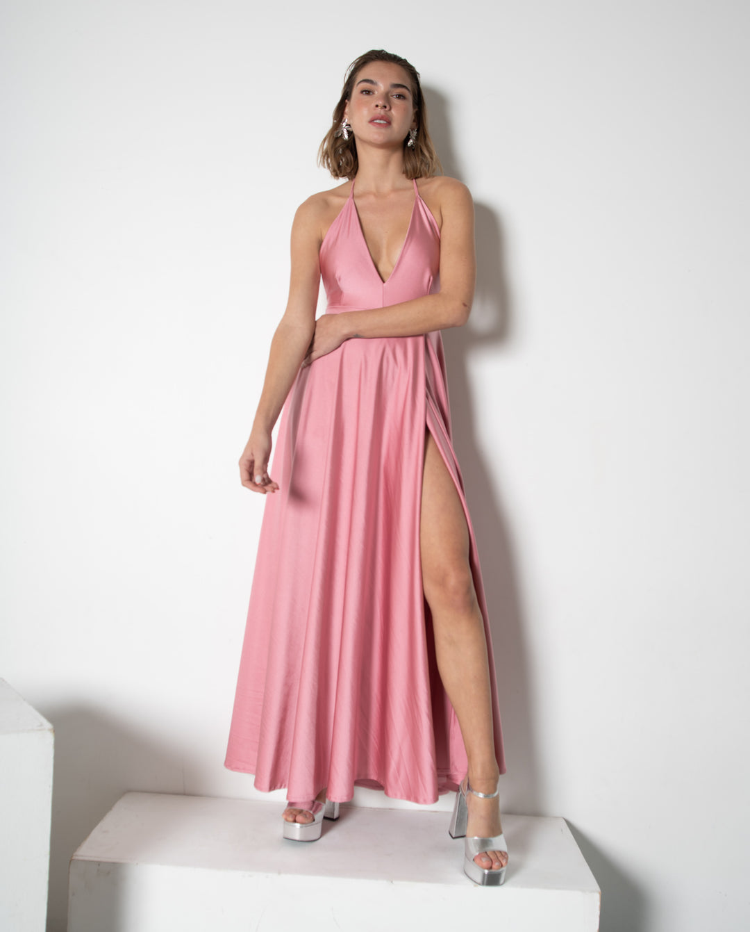 VESTIDO DE FIESTA LARGO AMELIA ROSADO