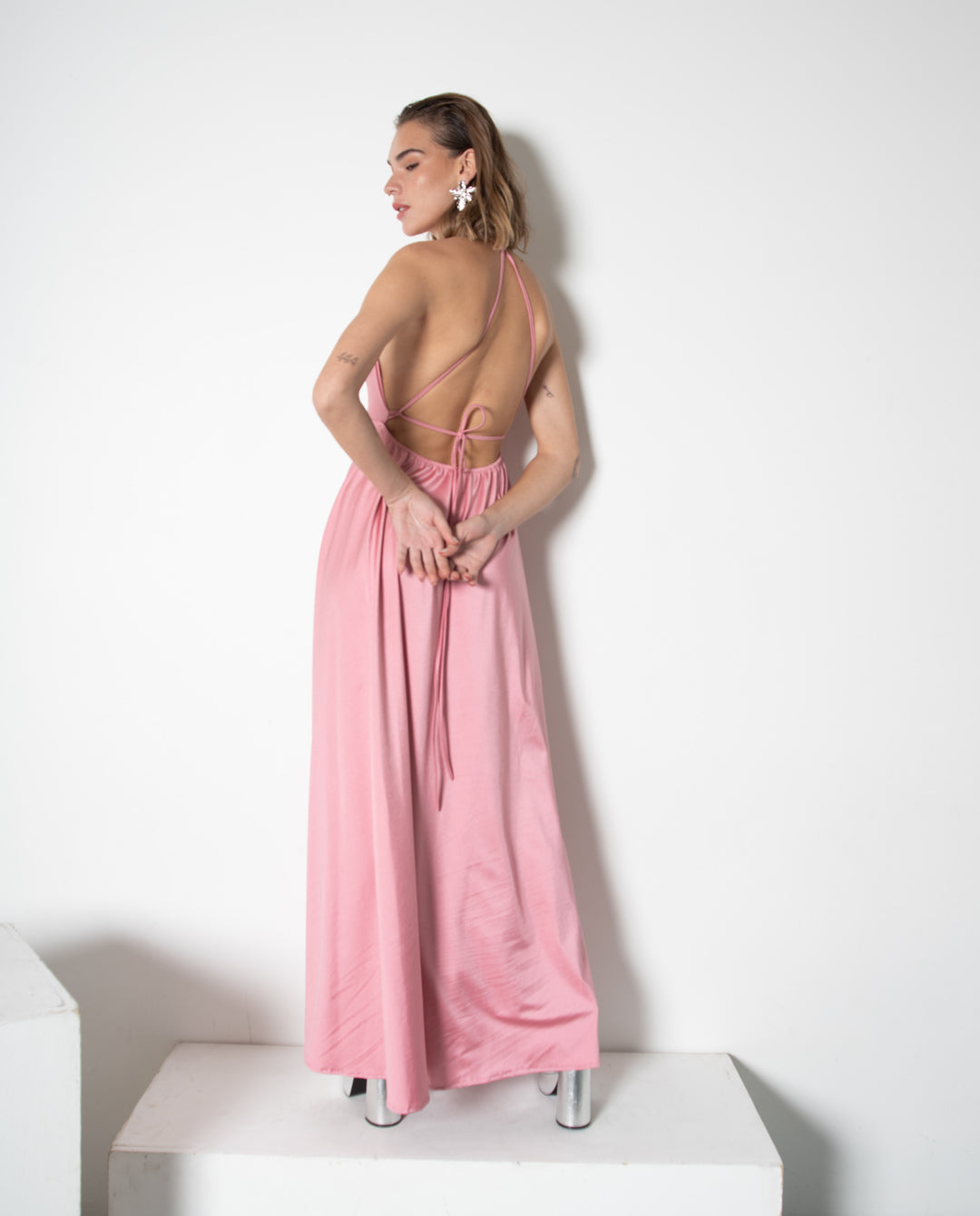 VESTIDO DE FIESTA LARGO AMELIA ROSADO