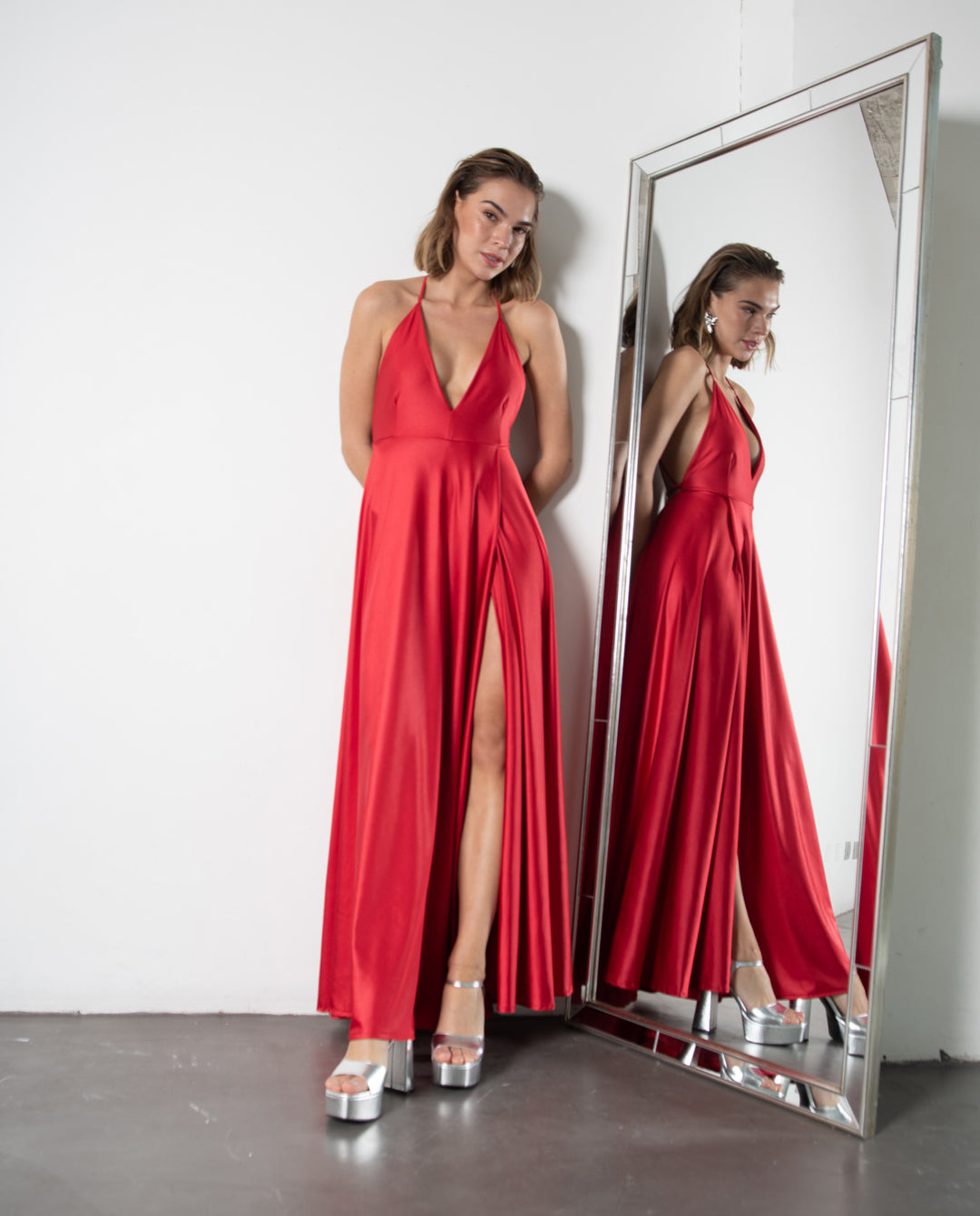 VESTIDO DE FIESTA LARGO AMELIA ROJO