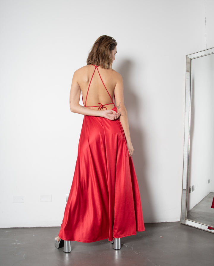 VESTIDO DE FIESTA LARGO AMELIA ROJO