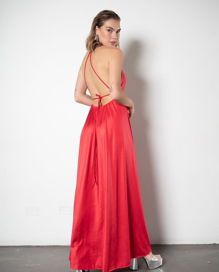 VESTIDO DE FIESTA LARGO AMELIA ROJO