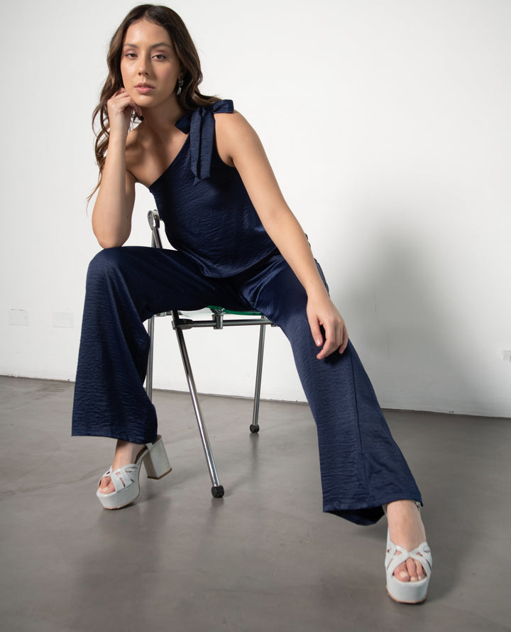 ENTERITO DE FIESTA LARGO ALE UN HOMBRO AZUL OSCURO