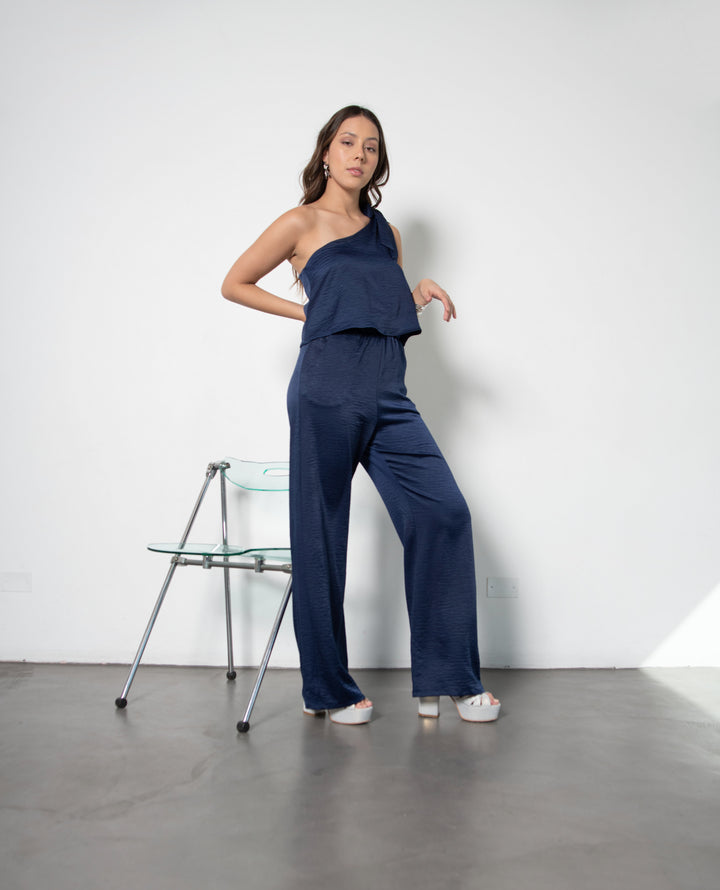 ENTERITO DE FIESTA LARGO ALE UN HOMBRO AZUL OSCURO