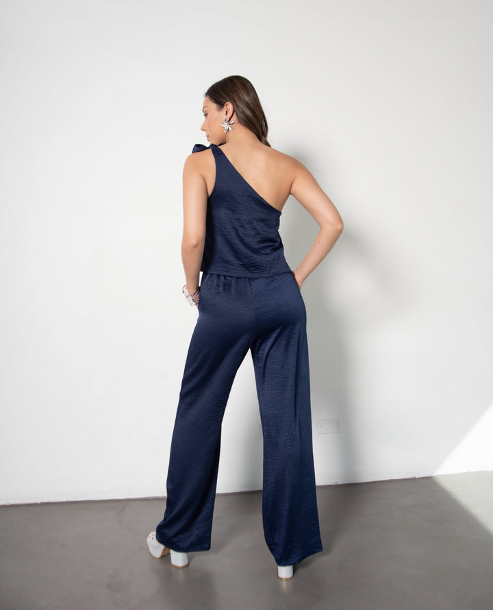 ENTERITO DE FIESTA LARGO ALE UN HOMBRO AZUL OSCURO