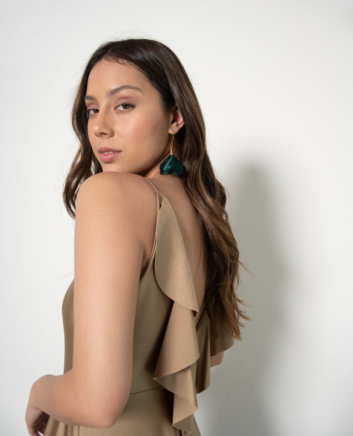 VESTIDO DE FISTA LARGO DANIELA DORADO OSCURO