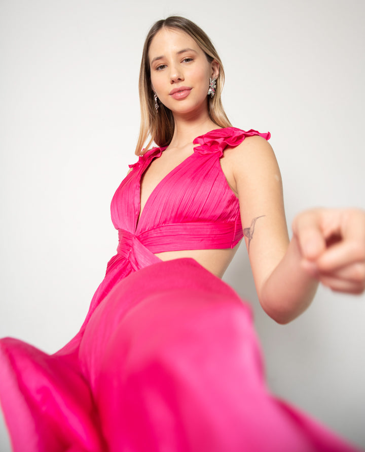 VESTIDO DE FIESTA LARGO PETRA FUCSIA