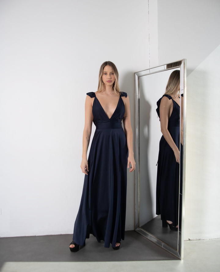 Vestido de Fiesta Largo Isidora Azul Oscuro