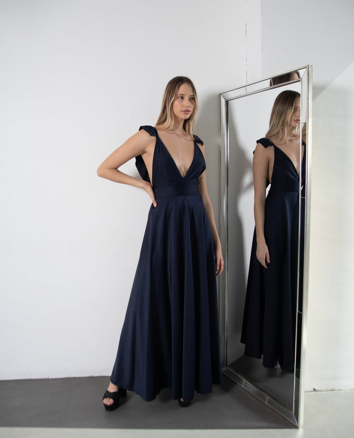Vestido de Fiesta Largo Isidora Azul Oscuro