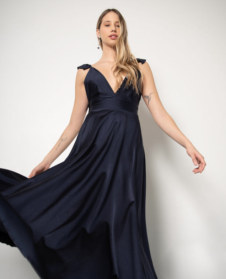 Vestido de Fiesta Largo Isidora Azul Oscuro