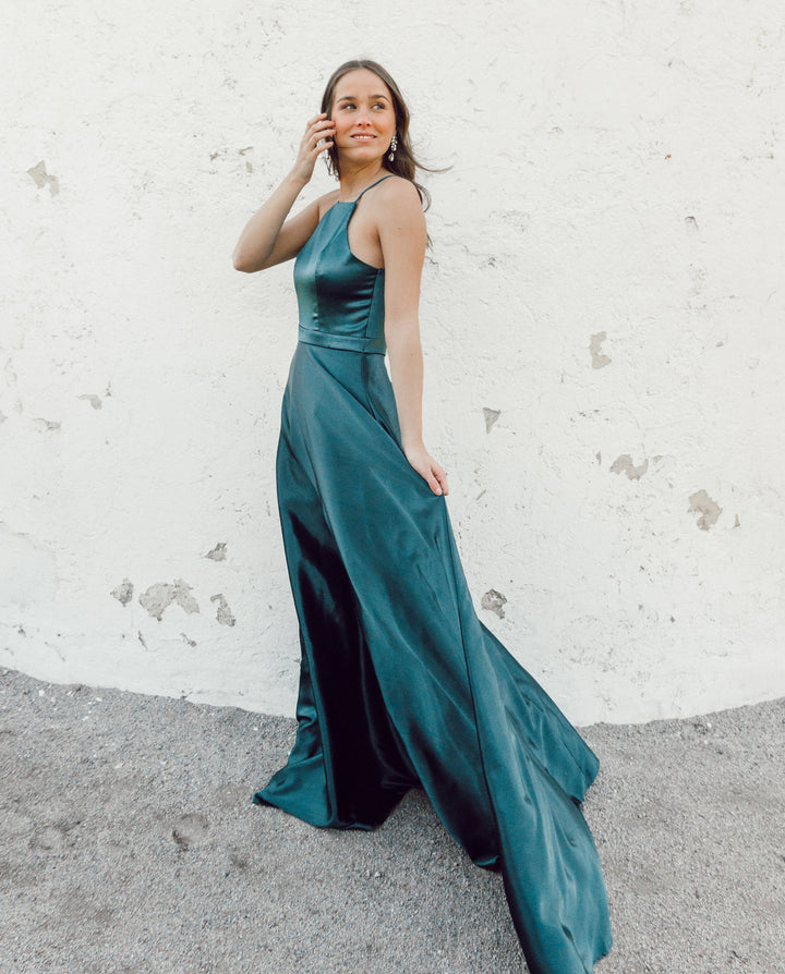 VESTIDO LARGO PASCUALA VERDE OSCURO