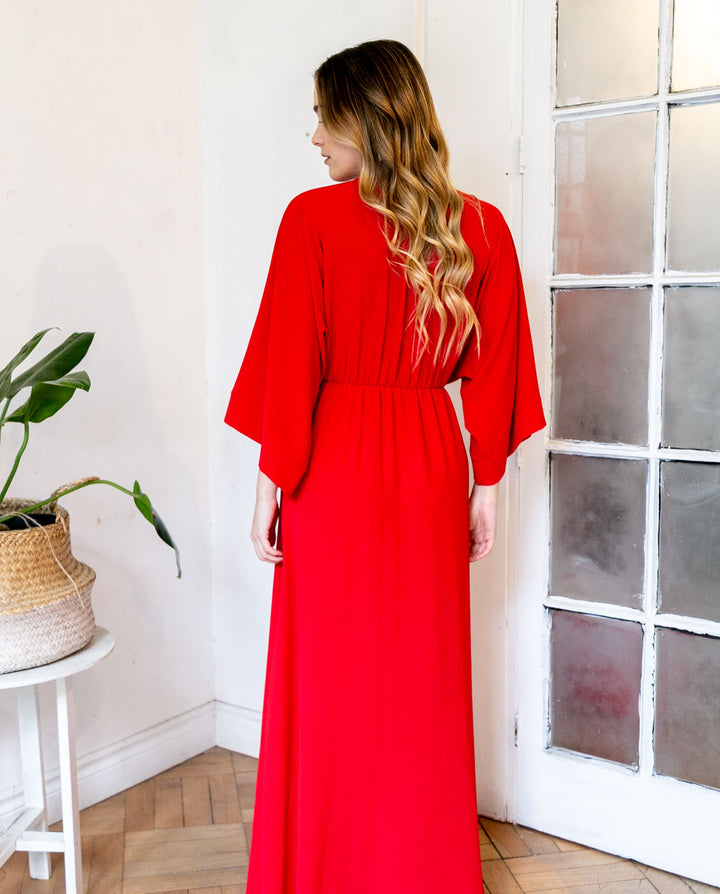 VESTIDO DE FIESTA LARGO POLA ROJO