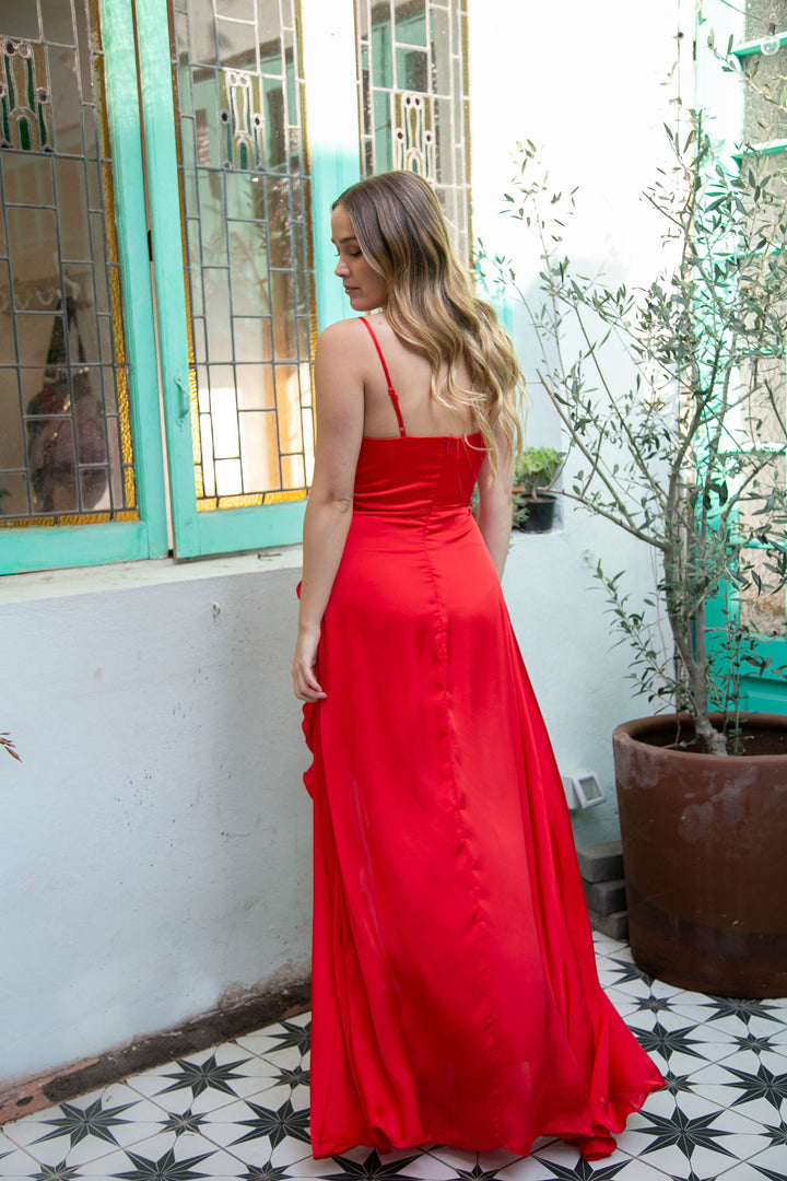 VESTIDO DE FIESTA LARGO SILVINA ROJO