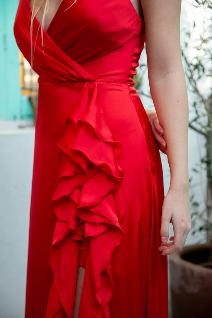 VESTIDO DE FIESTA LARGO SILVINA ROJO