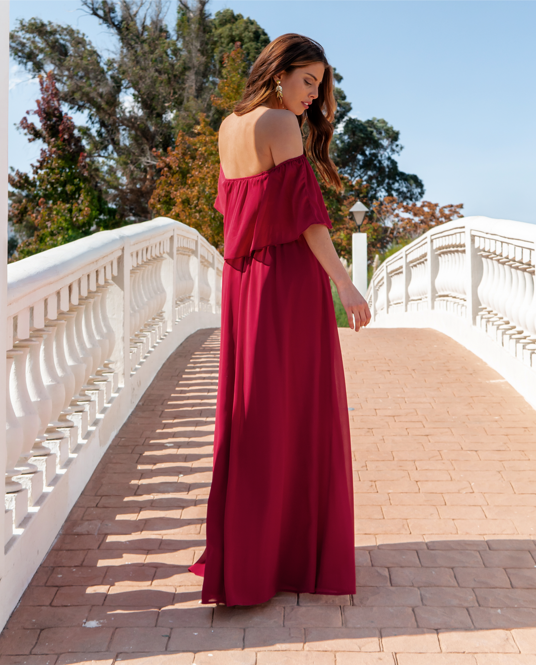 Vestido Largo De Fiesta Mali Burdeo