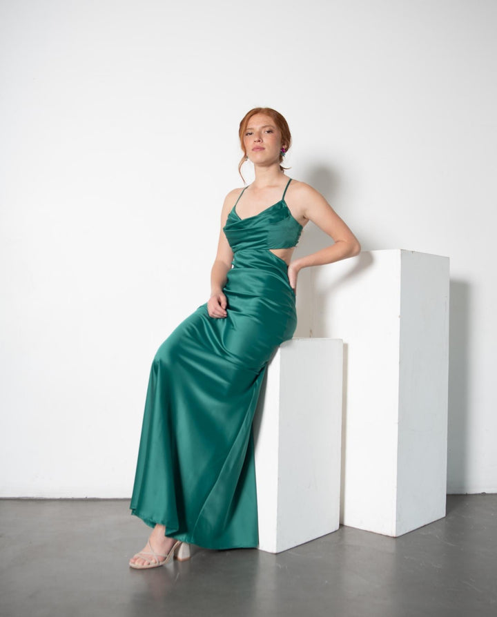 VESTIDO DE FIESTA LARGO CAROL VERDE