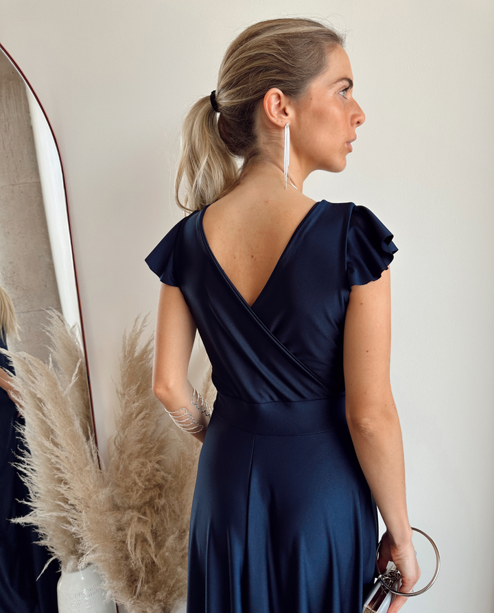Vestido Largo de Fiesta Lea Azul Oscuro