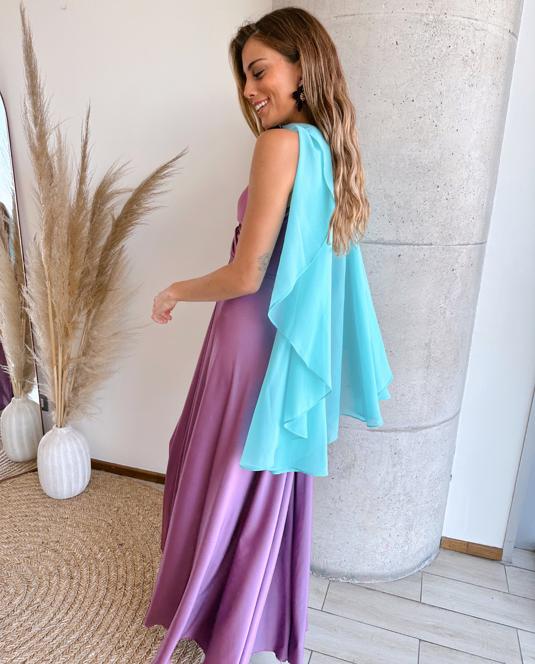 Vestido Largo de Fiesta Nudo Lila