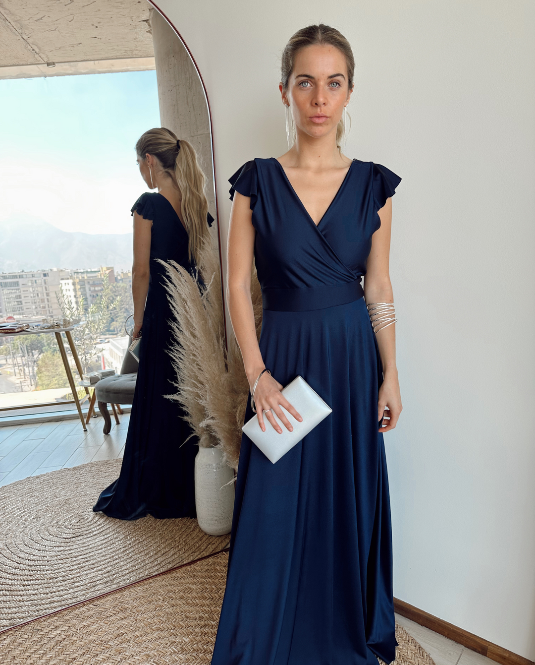 Vestido Largo de Fiesta Lea Azul Oscuro