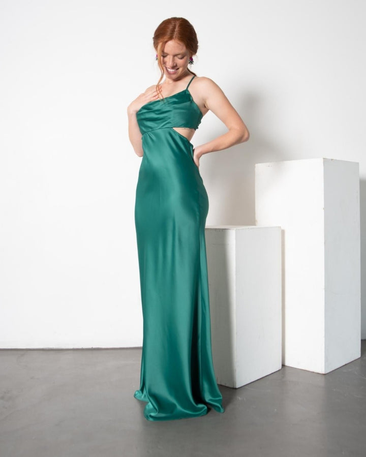 VESTIDO DE FIESTA LARGO CAROL VERDE