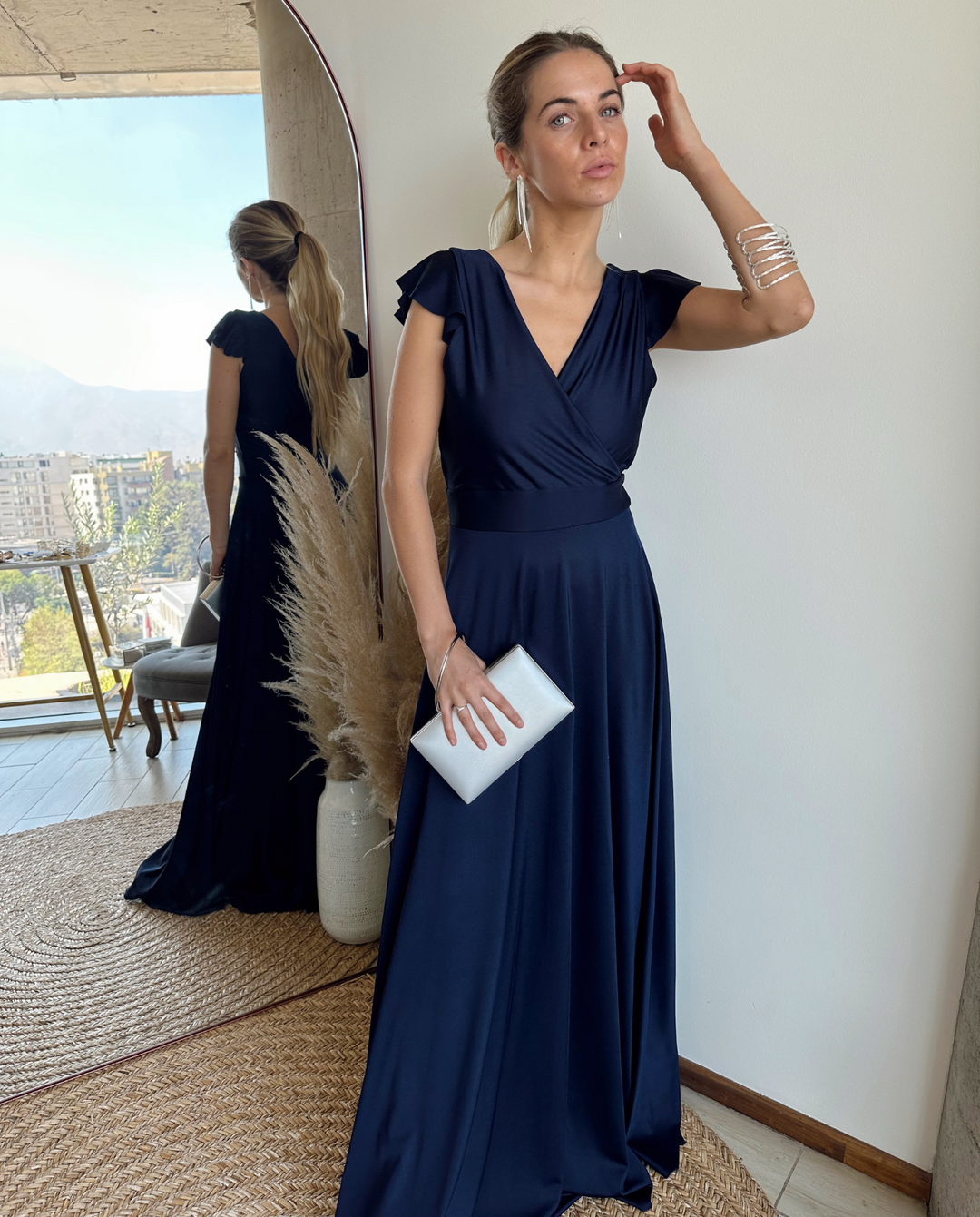 Vestido Largo de Fiesta Lea Azul Oscuro
