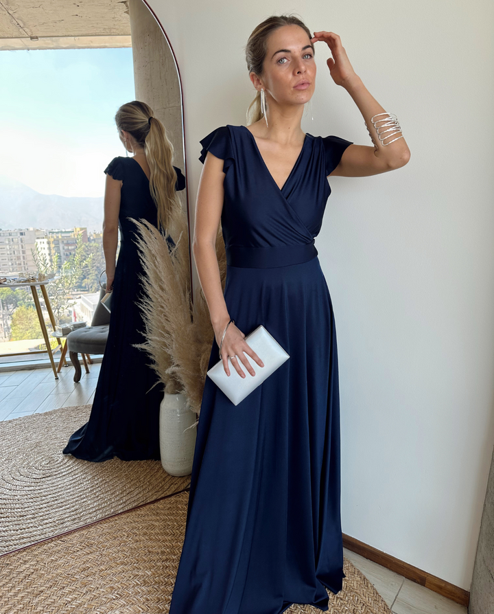 Vestido Largo de Fiesta Lea Azul Oscuro