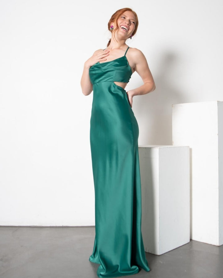 VESTIDO DE FIESTA LARGO CAROL VERDE