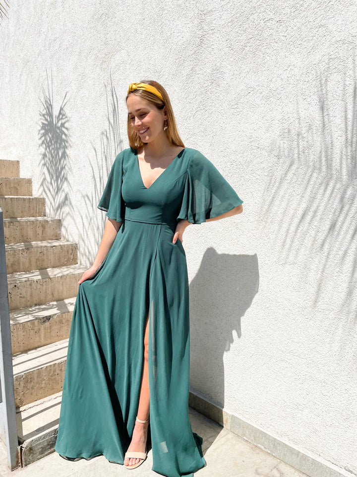 VESTIDO LARGO CRISTINA VERDE