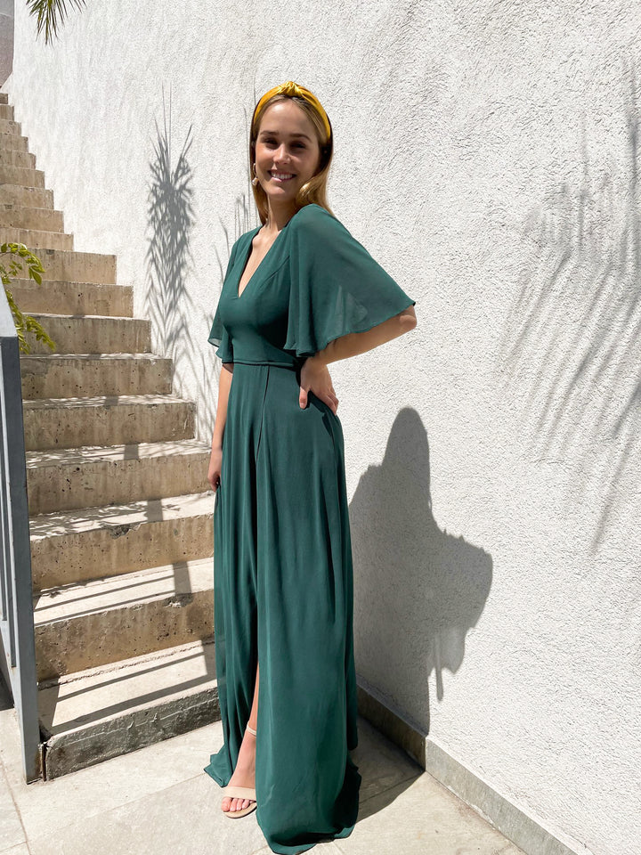 VESTIDO LARGO CRISTINA VERDE