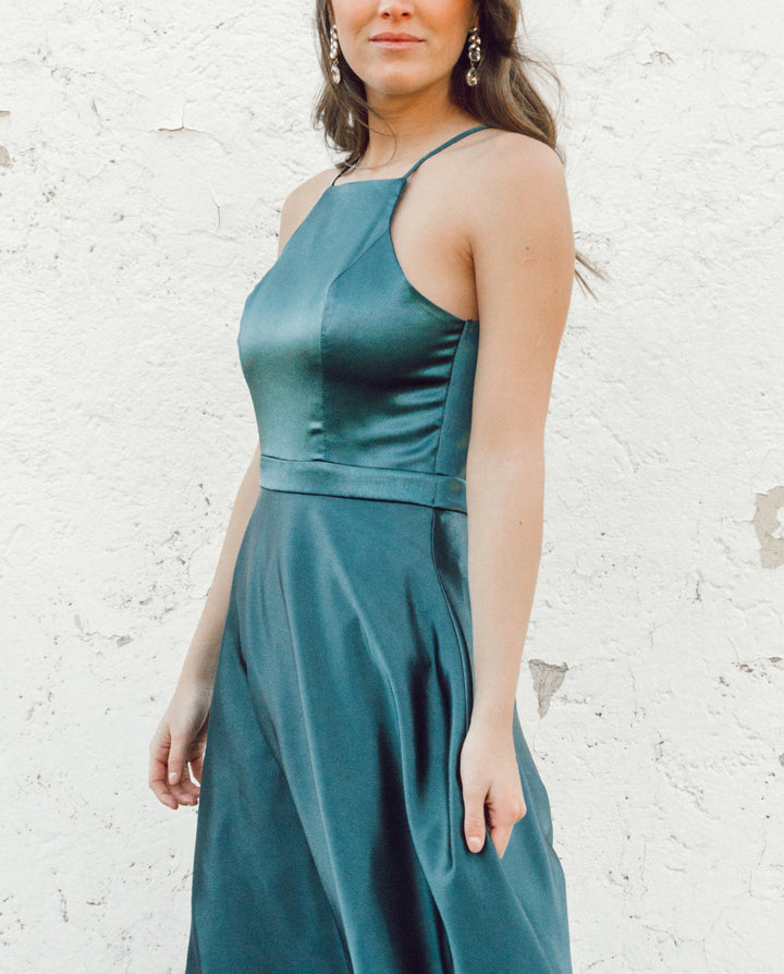 VESTIDO LARGO PASCUALA VERDE OSCURO