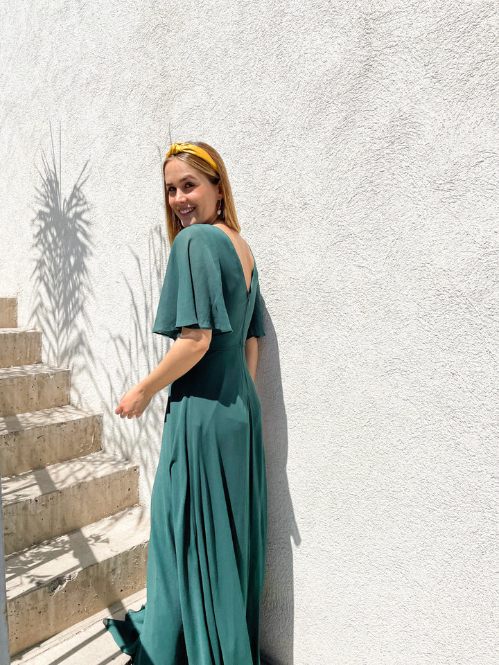 VESTIDO LARGO CRISTINA VERDE