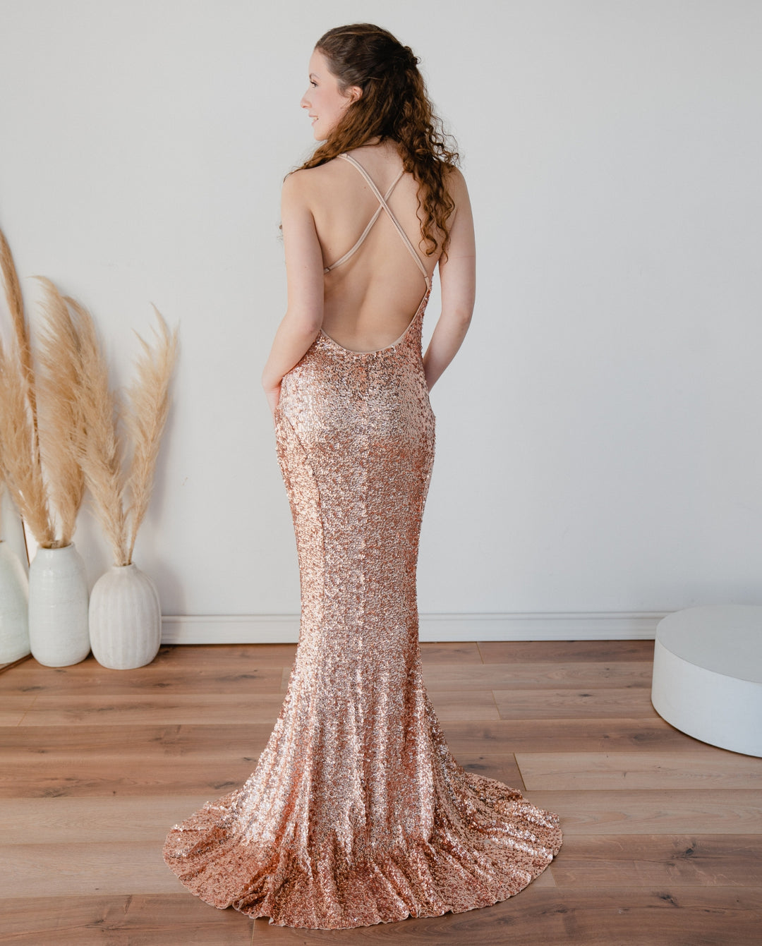 Vestido Largo de Fiesta Amsterdam Lentejuelas Rose Gold