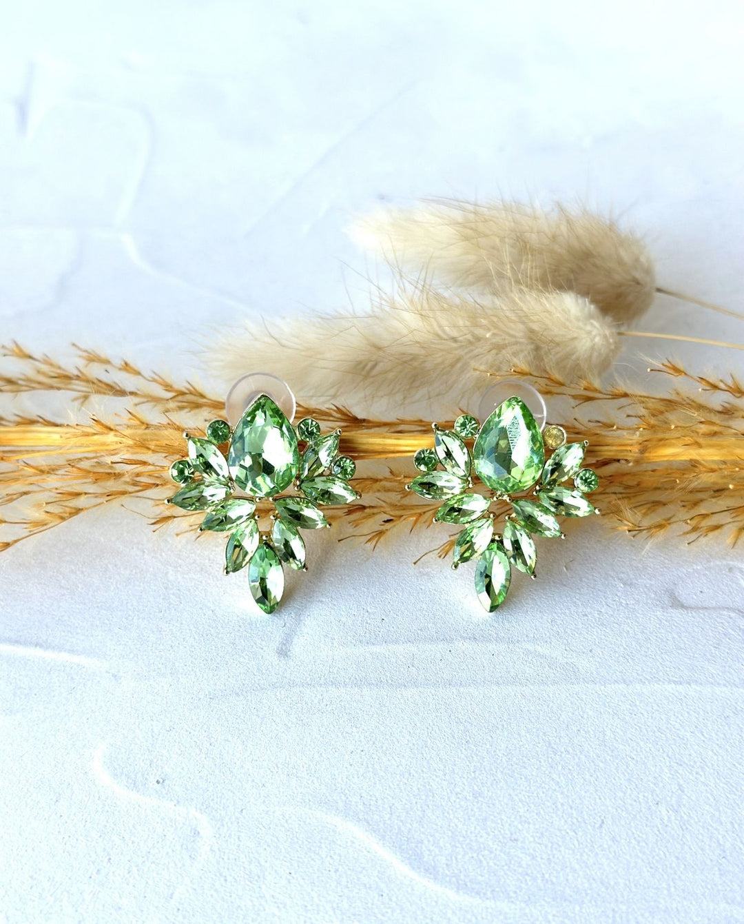Aros Diana Piedras Verde Claro