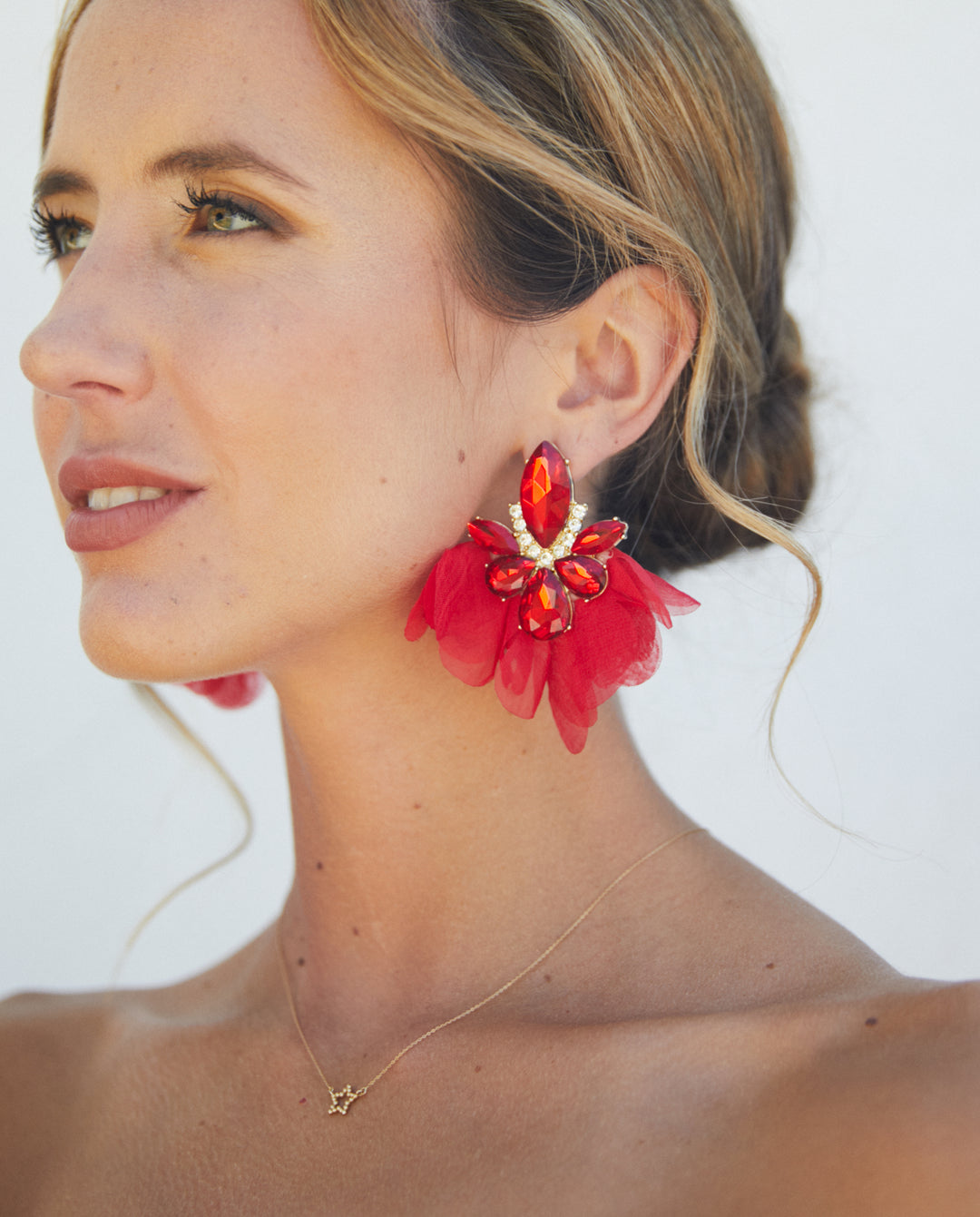 Aros Emilia Gasa y Piedras Rojo