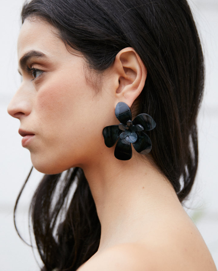 Aros Lili Flor Negro