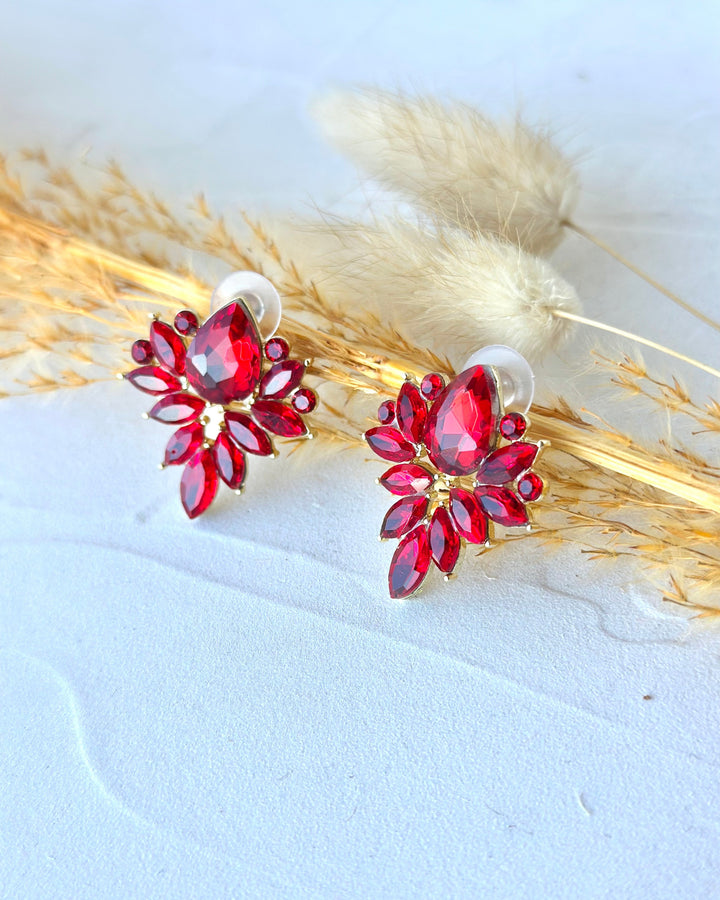 Aros diana piedras rojo