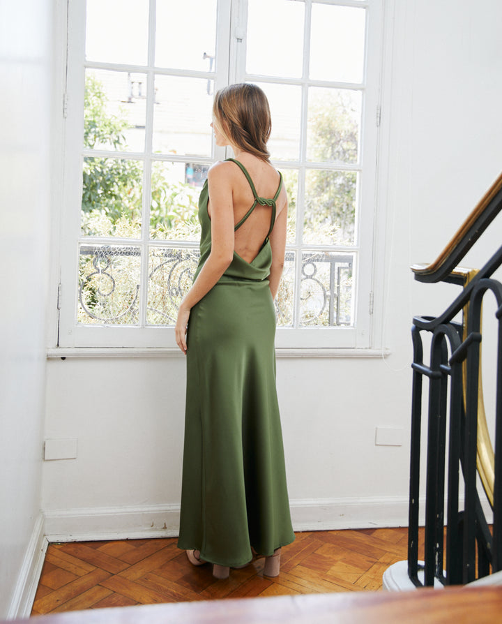 Vestido de Fiesta Montserrat Verde Olivo