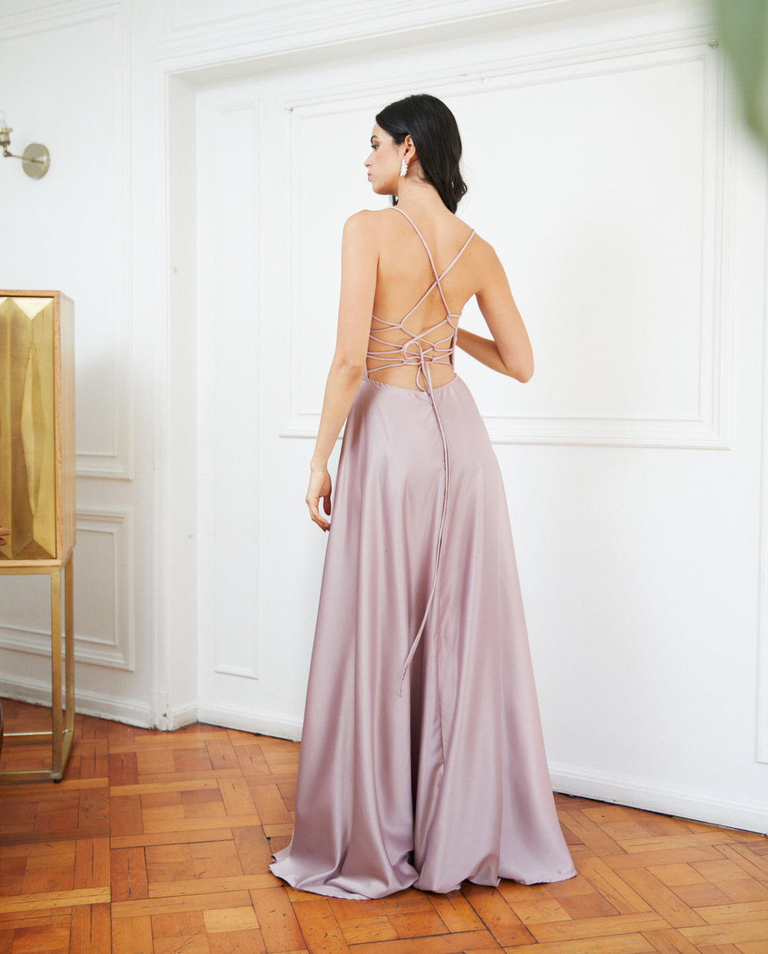 Vestido Largo de Fiesta Palma Rosado Claro