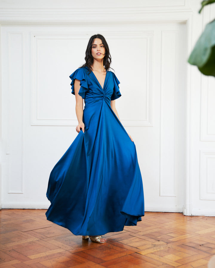 Vestido Largo de Fiesta Vane Turquesa Oscuro