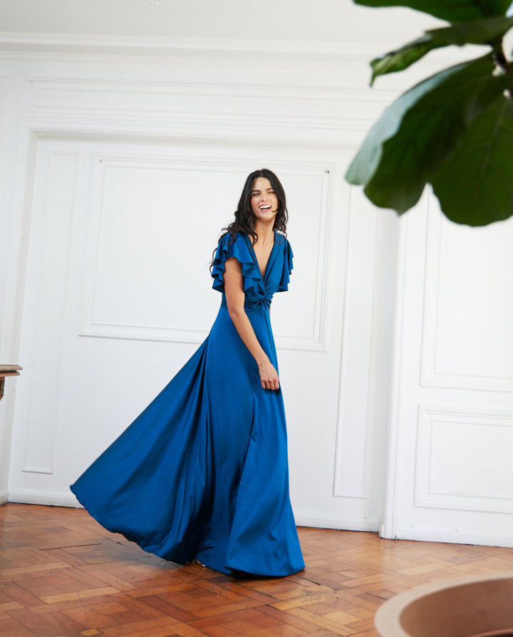 Vestido Largo de Fiesta Vane Turquesa Oscuro