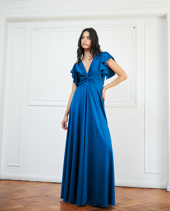 Vestido Largo de Fiesta Vane Turquesa Oscuro