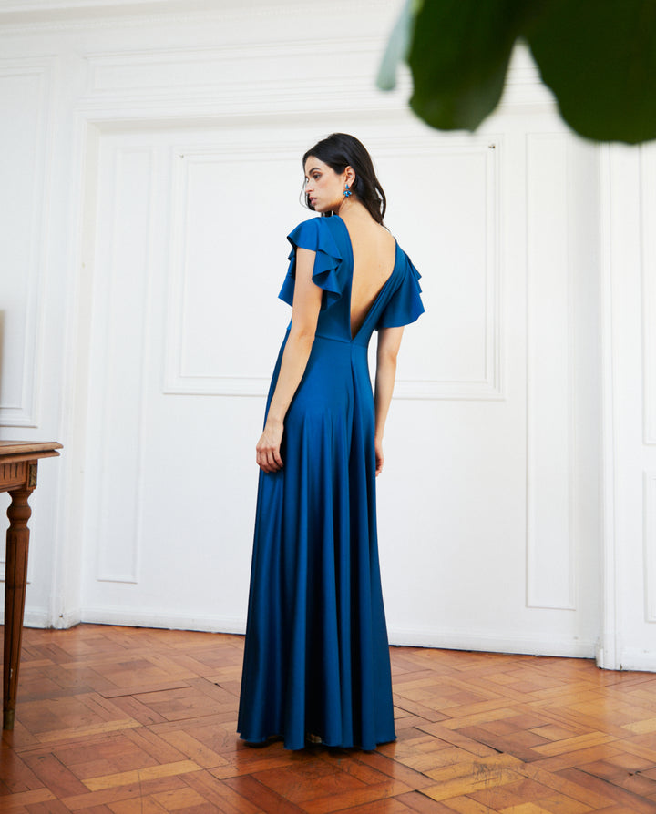 Vestido Largo de Fiesta Vane Turquesa Oscuro