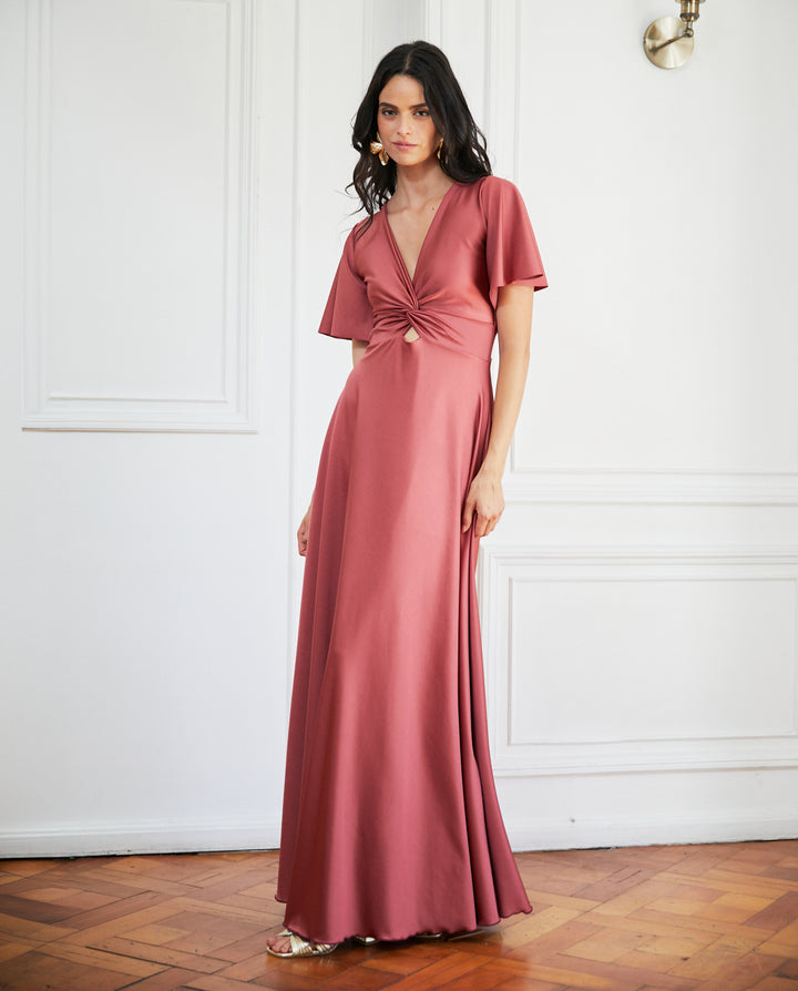 Vestido Largo de Fiesta Meli Canela Claro