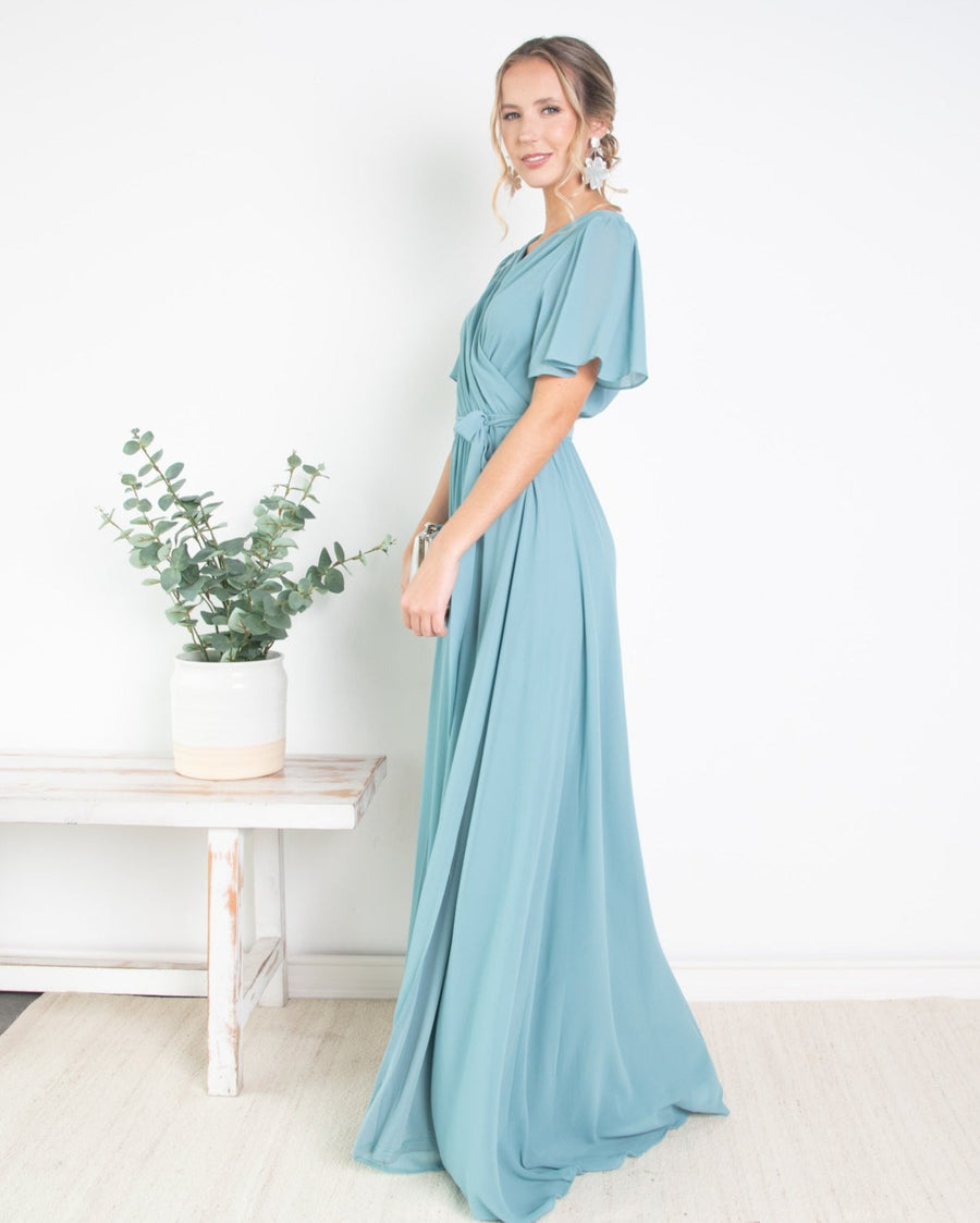 Vestido Largo Consuelo Celeste