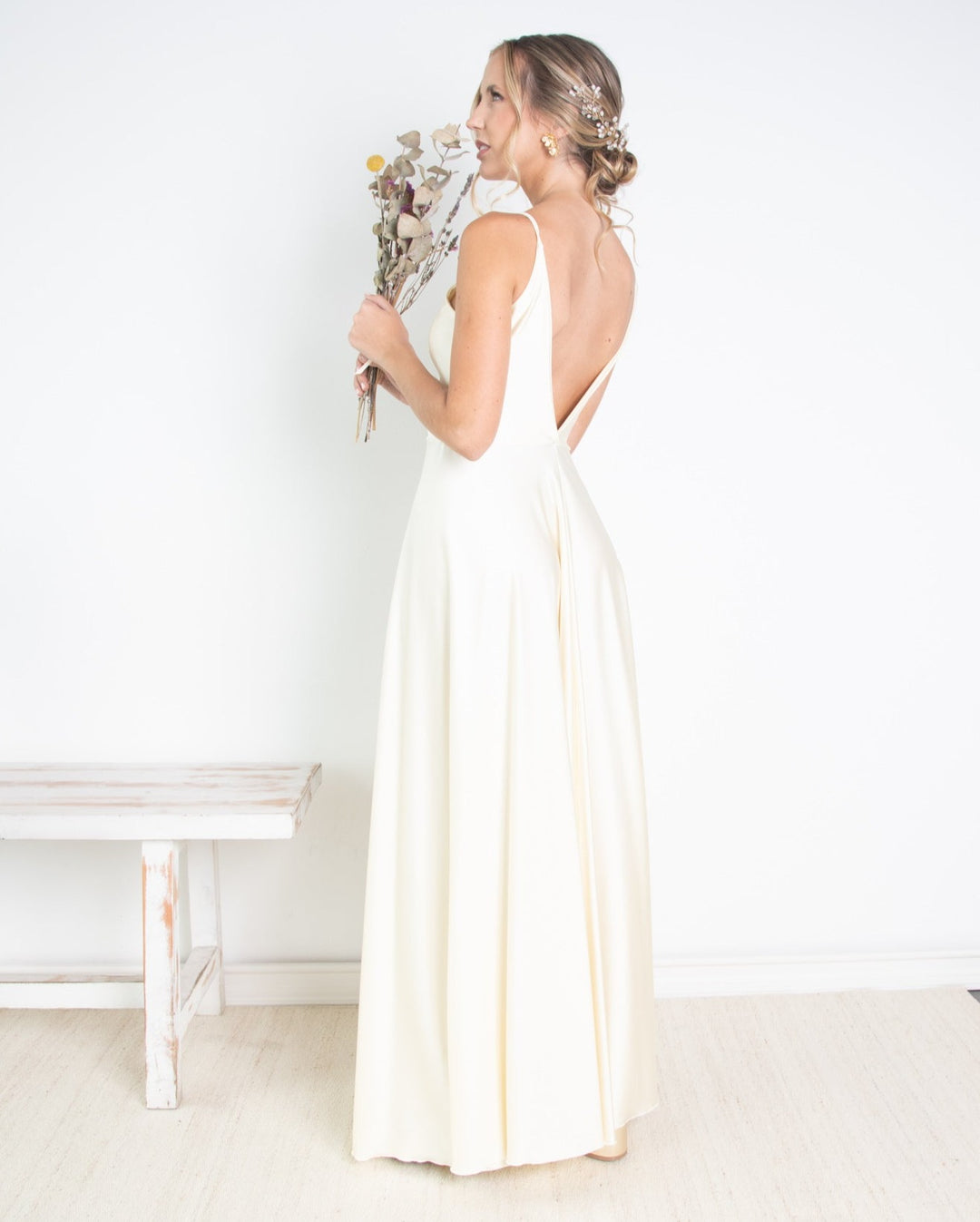 Vestido Largo Nudo Crema – MI PLACARD - Main Image