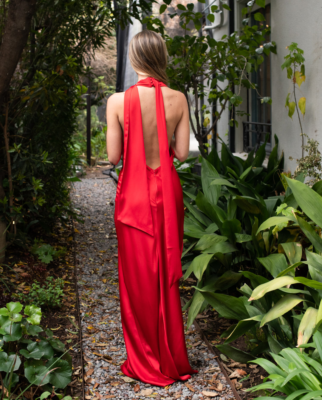 Vestido Largo de Fiesta Budapest Drapeado Rojo